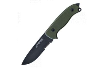 Image of First Edge Tactical Fixed Blade Skinner Serrated Edge, Elmax Black Oxide Blade, Coarse Green, 6055-BLG