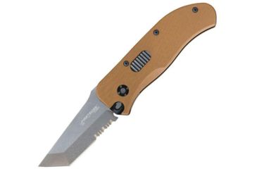 Image of First Edge Tracklock Original Tanto Folding Knife, Auto Opening Serrated Edge, Elmax Bead Blast Blade, Coarse Black, 1455-BBB