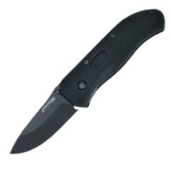 Image of First Edge Tracklock Tactical Hunter Folding Knife, Manual Opening Fine Edge, Elmax Bead Blast Blade, Coarse Black 1550-BBB