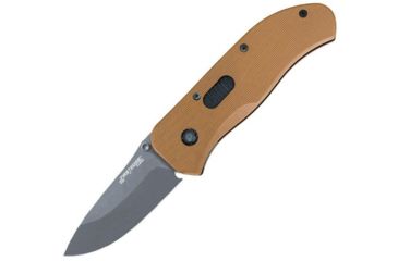 Image of First Edge Tracklock Tactical Hunter Folding Knife, Manual Opening Fine Edge, Elmax Bead Blast Blade, Coarse Black, 1550-BBB