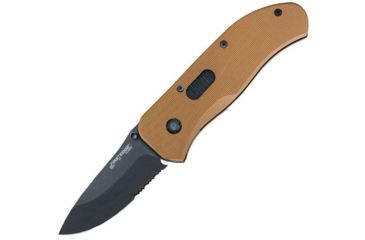Image of First Edge Tracklock Tactical Hunter Folding Knife, Manual Opening Serrated Edge, Elmax Black Oxide Blade, Coarse Green, 1555-BLG