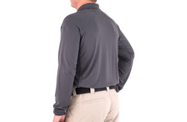 Image of First Tactical Mens Performance Long Sleeve Polo T-Shirt, Asphalt, 2XL, 111503-015-XXL-EMB