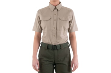 Image of First Tactical V2 Tactical Short Sleeve Shirt - Womens, Khaki, Large, 122007-055-L