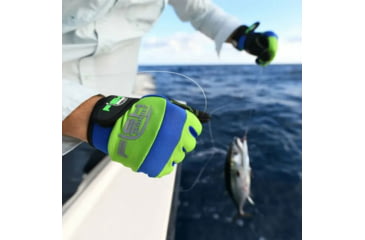 Image of Fish Monkey Easy Work Waterman Gloves, Neon Green Royal, M, FM19-NGRROY-M
