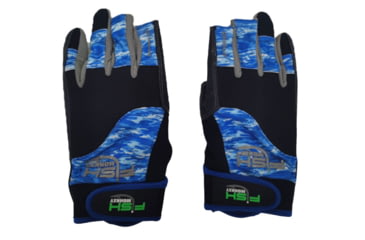 Image of Fish Monkey Quick Release Medium Weight Wiring Glove, Blue Water Camo, XL, FM16-BLWTRCAM-XL
