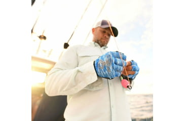 Image of Fish Monkey The Crusher Half Finger Jigging Gloves, Blue Water Camo, M, FM15-BLWTRCAM-M
