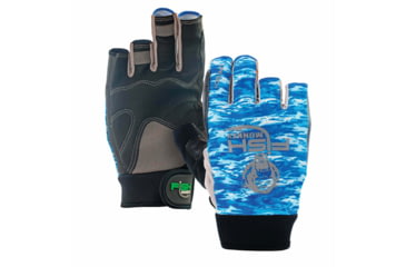 Image of Fish Monkey The Crusher Half Finger Jigging Gloves, Blue Water Camo, M, FM15-BLWTRCAM-M