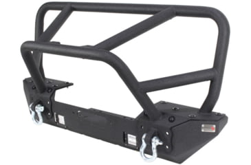 Image of Fishbone Offroad Fishbone Front Winch Bumper w/Full Grille Guard, Jeep Wrangler JK 2007 - 2018, Black Textured, FB22005