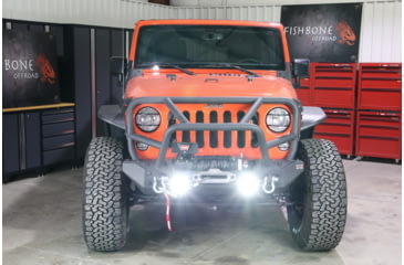 Image of Fishbone Offroad Fishbone Front Winch Bumper w/Full Grille Guard, Jeep Wrangler JK 2007 - 2018, Black Textured, FB22005