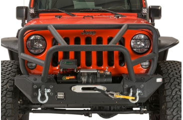 Image of Fishbone Offroad Fishbone Front Winch Bumper w/Full Grille Guard, Jeep Wrangler JK 2007 - 2018, Black Textured, FB22005