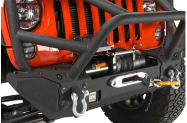 Image of Fishbone Offroad Fishbone Front Winch Bumper w/Full Grille Guard, Jeep Wrangler JK 2007 - 2018, Black Textured, FB22005