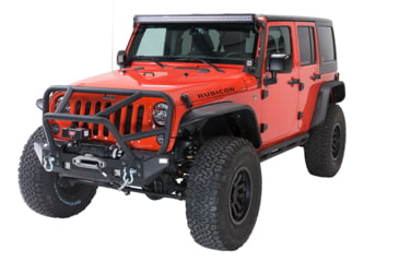 Image of Fishbone Offroad Fishbone Front Winch Bumper w/Full Grille Guard, Jeep Wrangler JK 2007 - 2018, Black Textured, FB22005