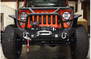 Image of Fishbone Offroad Fishbone Front Winch Bumper w/Full Grille Guard, Jeep Wrangler JK 2007 - 2018, Black Textured, FB22005