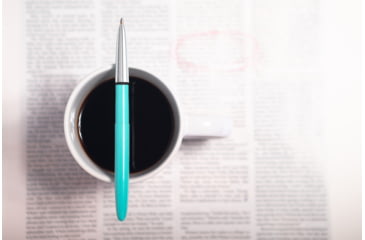 Image of Fisher Space Pen Bullet Space Pen, PR-4 Black Ink, Medium Point, 5.25 / 3.75 in Length, Gift Boxed, Tahitian Blue, 400TBL