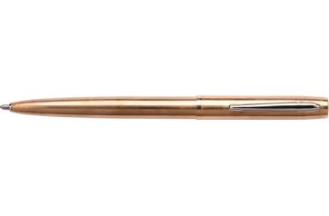 Image of Fisher Space Pen Raw Brass Cap-O-Matic Space Pen, PR-4 Black Ink, Medium Point, 5.375in Length Chrome Pocket Clip, Gift Boxed, Raw Brass, M4RAW