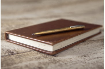 Image of Fisher Space Pen Raw Brass Cap-O-Matic Space Pen, PR-4 Black Ink, Medium Point, 5.375in Length Chrome Pocket Clip, Gift Boxed, Raw Brass, M4RAW