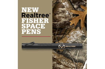Image of Fisher Space Pen Trekker Keyring Space Pen with RealTree Logo, Matte Black, 725B-RT