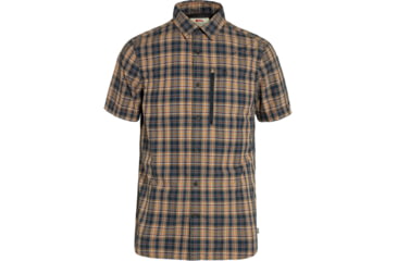 Image of Fjallraven Abisko Hike Shirt Short Sleeve - Mens, Dark Navy/Buckwheat Brown, Large, F82268-555-232-L