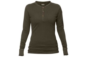 Image of Fjallraven Lappland Merino Henley Long Sleeve -Womens, Dark Olive, Large, F90189-633-L