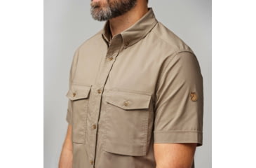 Image of Fjallraven Ovik Air Stretch Short Sleeve Shirt - Mens, Suede Brown, Small, F12600213-244-S