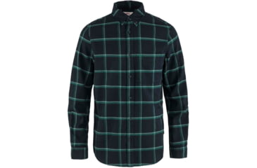 Image of Fjallraven Ovik Comfort Flannel Shirt - Mens, Dark Navy/Arctic Green, Small, F84132-555-667-S