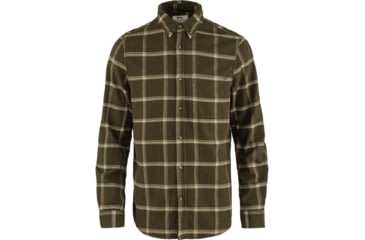 Image of Fjallraven Ovik Comfort Flannel Shirt - Mens, Dark Olive-Sand Stone, Extra Small, F84132-633-195-XS