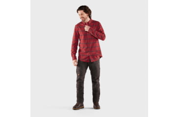 Image of Fjallraven Ovik Comfort Flannel Shirt - Mens, Red Oak/Navy, Large, F84132-345-560-L