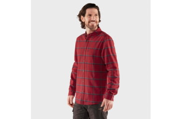 Image of Fjallraven Ovik Comfort Flannel Shirt - Mens, Red Oak/Navy, Large, F84132-345-560-L