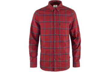 Image of Fjallraven Ovik Comfort Flannel Shirt - Mens, Red Oak/Navy, Large, F84132-345-560-L