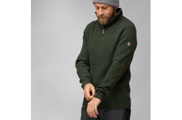 Image of Fjallraven Ovik Half Zip Knit - Mens, Deep Forest, Medium, F86672-662-M