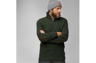 Image of Fjallraven Ovik Half Zip Knit - Mens, Deep Forest, Medium, F86672-662-M
