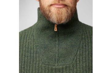 Image of Fjallraven Ovik Half Zip Knit - Mens, Deep Forest, Medium, F86672-662-M