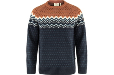 Image of Fjallraven Ovik Knit Sweater - Mens, Dark Navy-Terracotta Brown, Medium, F81829-555-243-M
