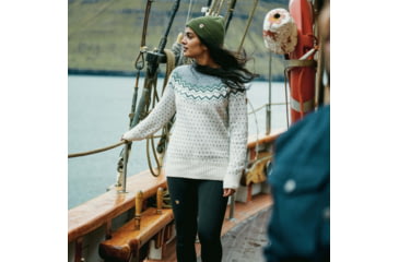 Image of Fjallraven Ovik Knit Sweater - Womens, Chalk White-Flint Grey, Medium, F89941-113-055-M
