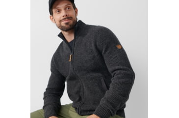 Image of Fjallraven Ovik Zip Cardigan Knit - Mens, Dark Grey, Extra Large, F87071-030-XL