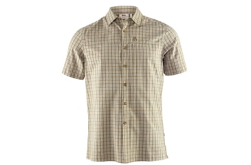 Image of Fjallraven Svante Seersucker Short Sleeve Shirt - Mens, Medium, Dark Sand, F81544-227-M