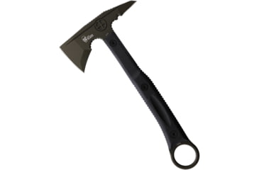Image of Flagrant Beard Templar Axe, 6.5 green Cerakote finish 1095HC steel axe head w, Black sculpted G10 handle, TEMPLAR AXE OD GREEN