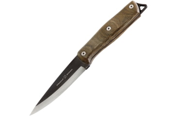 Image of Flexcut Hawthorne Explorer Knife, 8.38in Overall, 3.88in Black Oxide Coated 1095Hc Steel Blade, OD Green Canvas Micarta Handle, Black Leather Sheath, Wooden Gift Box, FTKFB1C