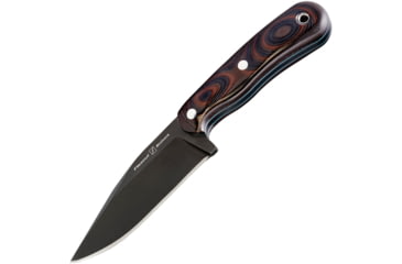 Image of Flexcut Hawthorne Seeker Knife, 8.5in Overall, 4.13in Black Oxide Coated 1095Hc Steel Clip Point Blade, Black/Red G10 Handle, Green G10 Liners, Black Leather Sheath, FTKFB4A