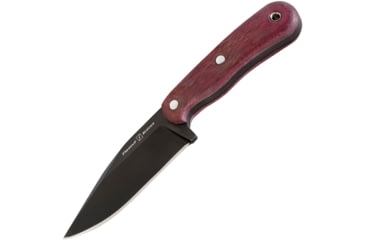 Image of Flexcut Hawthorne Seeker Knife, 8.5in Overall, 4.13in Black Oxide Coated 1095Hc Steel Clip Point Blade, Conditioned Purpleheart Wood Handle w/ Black G10 Liners, Black Leather Sheath, FTKFB4B