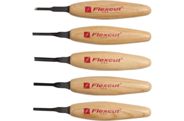 Image of Flexcut Mixed Profile Micro Tool Set Knife, 5.5in Overall, SS Blade, Wood Handle, Includes Mt16 Skew, Mt21 Sweep, Mt29 Deep-U, Mt33 45 Degree V, Mt41 90 Degree V, MT930