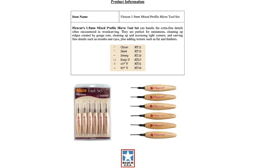 Image of Flexcut Mixed Profile Micro Tool Set Knife, Micro Tool Set, 5.5in Overall, 1.75in Carbon Steel Blade, Wood Handle, MT910