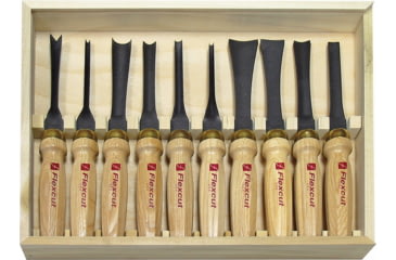 Image of Flexcut Ten Piece Deluxe Mallet Knife Set, Carbon Steel Blade, Wood Handle, MC100