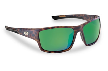 Image of Flying Fisherman 7712TAG Sand Bank Polarized Sunglasses, Matte Tortoise Frame, Amber-Green Mirror Lens, 7712TAG