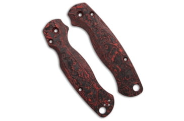 Image of Flytanium CF Lotus Scales for Spyderco Paramilitary 2 Knife, Black/Red, One Size, BHQ-202228