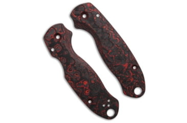 Image of Flytanium Flytanium Lotus CF Scales for Spyderco Para 3 - Lava Flow Fat Carbon, Black/Red, adult, BHQ-202222