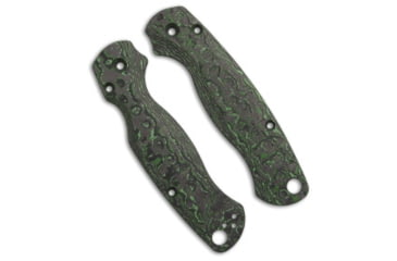 Image of Flytanium Lotus CF Scales for Spyderco Paramilitary 2 Knife, Matte, Black/Green, One Size, BHQ-205348
