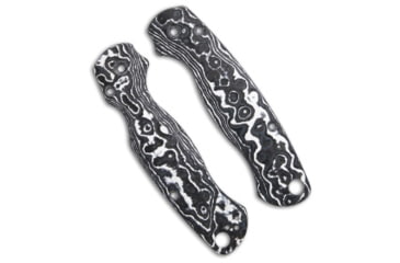 Image of Flytanium Lotus CF Scales for Spyderco Paramilitary 2 Knife, Matte, Black/White, One Size, BHQ-205350