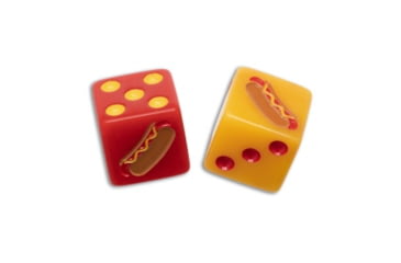 Image of Flytanium Flytanium Wiener Warrior Hotdog Dice Red + Yellow Set of 2, Red/Yellow, adult, BHQ-192423