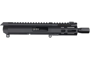 Image of FM Products Foxtrot Mike VFM-9 9mm Luger 5inch Upper Receiver, Front Charging, 1-10 Twist, 1/2x28 Threads, Micro Blast Diverter, Type III Hardcoat Anodized, Black, MIKE9U-FC-5LC